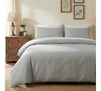 HeimenAogo Egyptian Cotton Duvet Cover Queen Size Sateen Weave, Silky Soft and Breathable Bedding Set with Zipper Closure, Long Staple Cotton Bed Linen Moonlight Grey 3Pcs (90"×90")