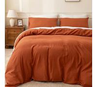 HeimenAogo Egyptian Cotton Duvet Cover Set Full Size, Ultra Soft and Breathable Comforter with Zipper Closure, High Thread Count Long Staple Cotton Blanket Cover 3pcs (80"×90"), Burnt Orange