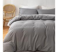 HEIMENAOGO Egyptian Cotton Duvet Cover Set Queen, Ultra Soft and Breathable Comforter Cover with Zipper Closure, High Thread Count Long Staple Cotton Blanket Cover 3pcs (90'×90"), Alloy Gray