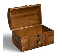 Heimfreude Blackbeard Treasure Chest 30 x 18.5 x 18.5 cm Solid Pine Wood with Lock for a Gift, Decorative Wooden Box for Storage or as a Treasure Chest for a Treasure Hunt