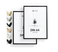 Heimlich double pack (2 pcs.) Picture Frames Aluminium - with Shatterproof Acryl Glass - DIN A4 (21x29,7cm), Alu Black