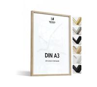 Heimlich® - Picture Frame - A3-16.5x11.7 Inch Oak Wood Frame - Fits 42x29.7 cm Photo - with Shatterproof PS Plastic Sheet