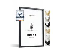 Heimlich® - Picture Frame - Black, A4, Aluminium - 11.7x8.3 Inch Ayous Wood Certificate Frame - Fits 29.7x21cm Photo - with Shatterproof PS Plastic Sheet