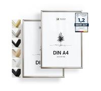 Heimlich® - Picture Frames - Silver, A4, Aluminium, 2 Pack - 11.7x8.3 Inch Metal Certificate Frame - 29.7x21cm Photo Frame - with Shatterproof PS Plastic Sheet