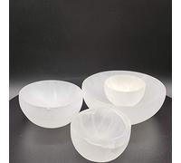 Heimtex Selenite Crystal Bowl - Round Selenite Crystal Cleansing Ritual Bowl for Room Decor & Decorative Home Accessories (8cm)