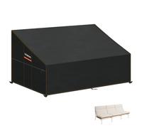 HEIMUNI Garden Furniture Covers Waterproof 3 Seater Deep Seat Outdoor Sofa Cover Garden Seat Covers 420D Oxford Fabric Rattan Patio Sofa Cover with Air Vent Windproof Anti-UV, 225x99x80/40cm