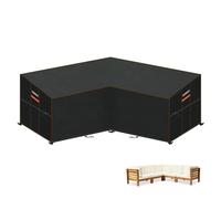 HEIMUNI Garden V-Shape Furniture Cover Waterproof Rattan Corner Sofa Cover V Shaped Garden Sofa Covers 420D Oxford Outdoor Lounger Sofa Covers Seating Cushions Cover with Air Vent 220x220x87x80/65cm