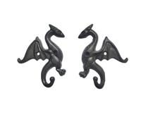 Heimvita Cast Iron Dragon Wall Hooks Set of 2, Heavy Duty Decorative Dragon Coat Hooks, Rustic Gothic Wall Mounted Hooks for Coats, Keys, Towels, Entryway, Bathroom