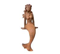 Heimvita Decorative Cast Iron Mermaid Shelf Sitter Statue, Shabby Chic Sitting Mermaid Figure Ornament for Decorate Swimming Pool/Pond/Planter Stands/Book Shelf/Corner Table (Rustic)