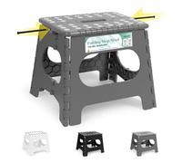 HEIMWOHL Reinforced Folding Step Stool, 11 Inch Gray Foldable Stool with Enhanced Stability, Anti-Slip Design for Kids & Adults, Supports 150kg, Lightweight, Easy to Store, Ideal for Kitchen