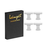 heimzeit Cabinet Knobs Cube for Doors, Drawers, and Dressers [4 Pieces, Square] Color: White, Stylish Design, Furniture Knobs with Single Hole Grip and Screws