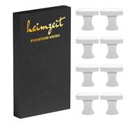 heimzeit Cabinet Knobs Cube for Doors, Drawers, and Dressers [8 Pieces, Square] Color: White, Stylish Design, Furniture Knobs with Single Hole Grip and Screws