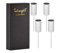 heimzeit Candle Holder made of Metal with Pin for Taper and Table Candles [4 Pieces, Round] Color: White, Stylish Design, for Advent Wreath for an Elegant Room Decoration