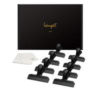 heimzeit Design Metal Clips for Food Bags, Bags and Documents Made of Stainless Steel, Black [8 Pieces, 77 x 20 x 30 mm] Coloured Clamps, Strong Spring Force