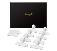 heimzeit Design Metal Clips for Food Bags, Bags and Documents Made of Stainless Steel, White [8 Pieces, 77 x 20 x 30 mm] Coloured Clamps, Strong Spring Force