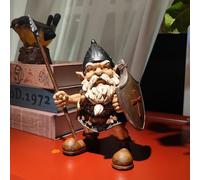 HEINBOW Viking Warrior Gnome Beard Dwarf Statue Norse Mythology Figurine Decorative Garden Gnome Outdoor & Indoor Decor Funny Ornament Vintage Collectible Present