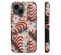 heindiy Compatible with iPhone 15 Case,Wireless Charging Compatible,Patented 2-in-1 Dual-Layer Protection, Hot Transfer Print Hard Shell Cover - Christmas Dim Sum Biscuits