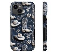 heindiy Compatible with iPhone 15 Case,Wireless Charging Compatible,Patented 2-in-1 Dual-Layer Protection, Hot Transfer Print Hard Shell Cover - Vintage Western Cowboy Christmas