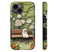heindiy Compatible with iPhone 15 Case,Wireless Charging Compatible,Patented 2-in-1 Dual-Layer Protection, Hot Transfer Print Hard Shell Cover - in The Garden Lonely Ghosts