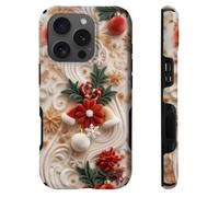 heindiy Compatible with iPhone 15 Pro Max Case,Wireless Charging Compatible,Patented 2-in-1 Dual-Layer Protection, Hot Transfer Print Hard Shell Cover - Christmas Winter Flower