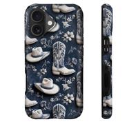 heindiy Compatible with iPhone 16 Case,Wireless Charging Compatible,Patented 2-in-1 Dual-Layer Protection, Hot Transfer Print Hard Shell Cover - Vintage Western Cowboy Christmas