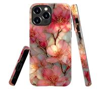 heindiy Compatible with iPhone 16 Pro Case,Glossy Case All-Round Protection Shockproof Anti-Scratches TPU Cover,Cases for Man Woman-Blossoms Pink Flower Stained Glass