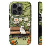 heindiy Compatible with iPhone 16 Pro Case,Wireless Charging Compatible,Patented 2-in-1 Dual-Layer Protection, Hot Transfer Print Hard Shell Cover - in The Garden Lonely Ghosts