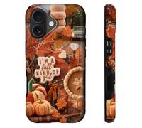 heindiy Compatible with iPhone 17 Case,Wireless Charging Compatible,Patented 2-in-1 Dual-Layer Protection, Hot Transfer Print Hard Shell Cover - Autumn Leaves Halloween Pumpkin