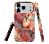 heindiy Compatible with iPhone 17 Pro Case,Glossy Case All-Round Protection Shockproof Anti-Scratches TPU Cover,Cases for Man Woman-Blossoms Pink Flower Stained Glass
