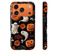 heindiy Compatible with iPhone 17 Pro Case,Wireless Charging Compatible,Patented 2-in-1 Dual-Layer Protection, Hot Transfer Print Hard Shell Cover - Pumpkins and Ghosts Halloween