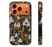 heindiy Compatible with iPhone 17 Pro Case,Wireless Charging Compatible,Patented 2-in-1 Dual-Layer Protection, Hot Transfer Print Hard Shell Cover - Halloween Spooky Ghosts Autumn Garden