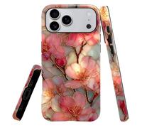 heindiy Compatible with iPhone 17 Pro Max Case,Glossy Case All-Round Protection Shockproof Anti-Scratches TPU Cover,Cases for Man Woman-Blossoms Pink Flower Stained Glass