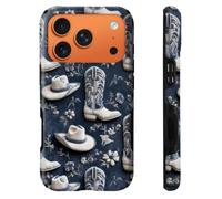 heindiy Compatible with iPhone 17 Pro Max Case,Wireless Charging Compatible,Patented 2-in-1 Dual-Layer Protection, Hot Transfer Print Hard Shell Cover - Vintage Western Cowboy Christmas