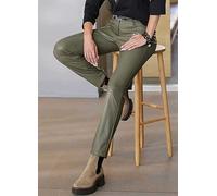 Heine Faux Leather Skinny Trousers Khaki
