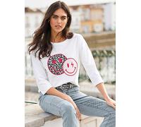 Heine Front Print Three-Quarter Sleeve Top Ecru