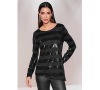 Heine Glitter Sequin Stripe Long Sleeve Top Black Stripe