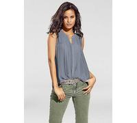 Heine Pleated Sleeveless Jersey Blouse Smoke Blue