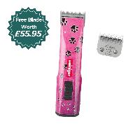 Heiniger Saphir Style Pink Paws Clipper With Two Batteries Bundle