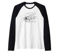 Heinkel He 50 WW2 German Dive Bomber Flying Clouds Raglan Baseball Tee