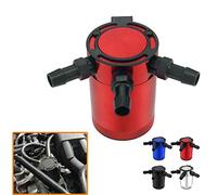 Heinmo universal Compact Baffled 3-Port Oil Catch Can 2 Inlets 1 Outlet air intake waste recovery pot (red)