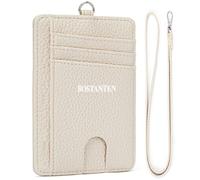 HEINSTON Slim Wallet Women with Leather Neck Lanyard RFID Blocking Credit Card Holder Front Pocket Small Wallet Black, Beige, One Size