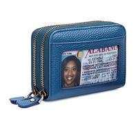 HEINSTON Small Genuine Leather Wallet for Women, RFID Blocking Credit Card Holder Wallet, A02 Blue, One Size