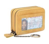 HEINSTON Small Genuine Leather Wallet for Women, RFID Blocking Credit Card Holder Wallet, A05 Matte Yellow-upgrade, One Size