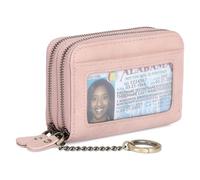 HEINSTON Small Genuine Leather Wallet for Women, RFID Blocking Credit Card Holder Wallet, A06 Matte Pink-upgrade, One Size