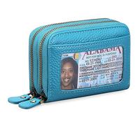 HEINSTON Small Genuine Leather Wallet for Women, RFID Blocking Credit Card Holder Wallet, A17 Lake Blue, One Size