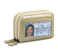 HEINSTON Small Genuine Leather Wallet for Women, RFID Blocking Credit Card Holder Wallet, A18 Gold, One Size