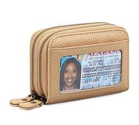 HEINSTON Small Genuine Leather Wallet for Women, RFID Blocking Credit Card Holder Wallet, A20 Khaki, One Size