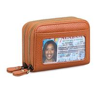 HEINSTON Small Genuine Leather Wallet for Women, RFID Blocking Credit Card Holder Wallet, A21 Dark Brown, One Size