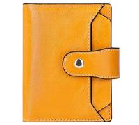 HEINSTON Small Genuine Leather Wallet for Women, RFID Blocking Credit Card Holder Wallet, C04 Wax Yellow, One Size