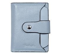 HEINSTON Women Leather Wallet RFID Blocking Small Bifold Zipper Pocket Wallet Card Case Purse with ID Window Red, 2-blue Pebble, One Size